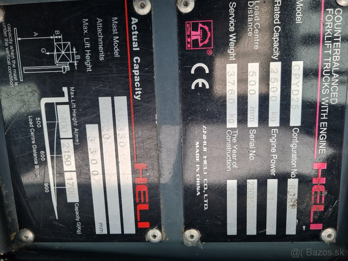 Vysokozdvižný vozík heli cpyd25 - 5