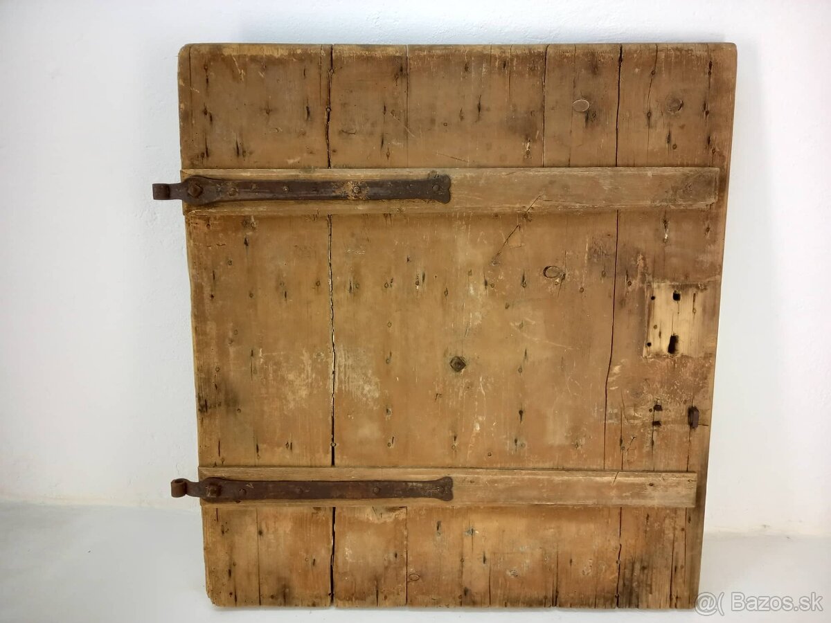 Starožitné drevené dvere - staré masívne dvere na stenu - 5