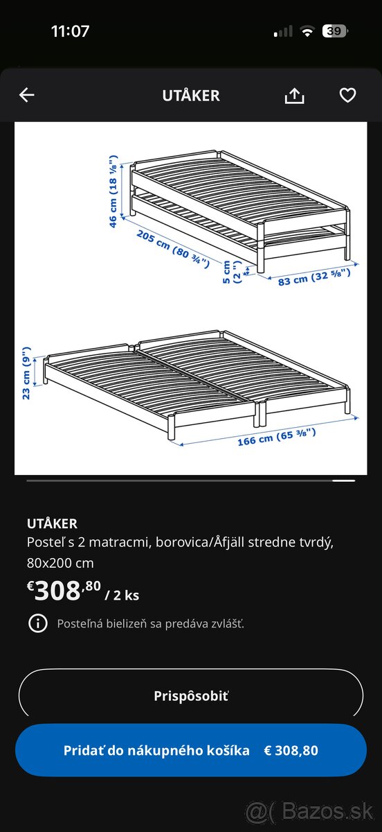 Stohovateľná posteľ IKEA 2ks - 5