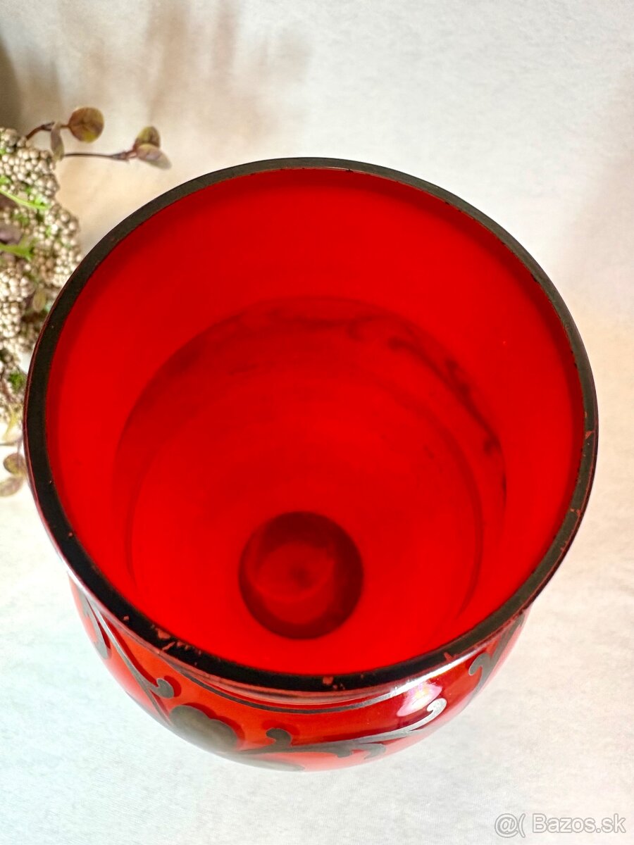 Secesia tango sklo W.Kralik, maľba striebrom - 5