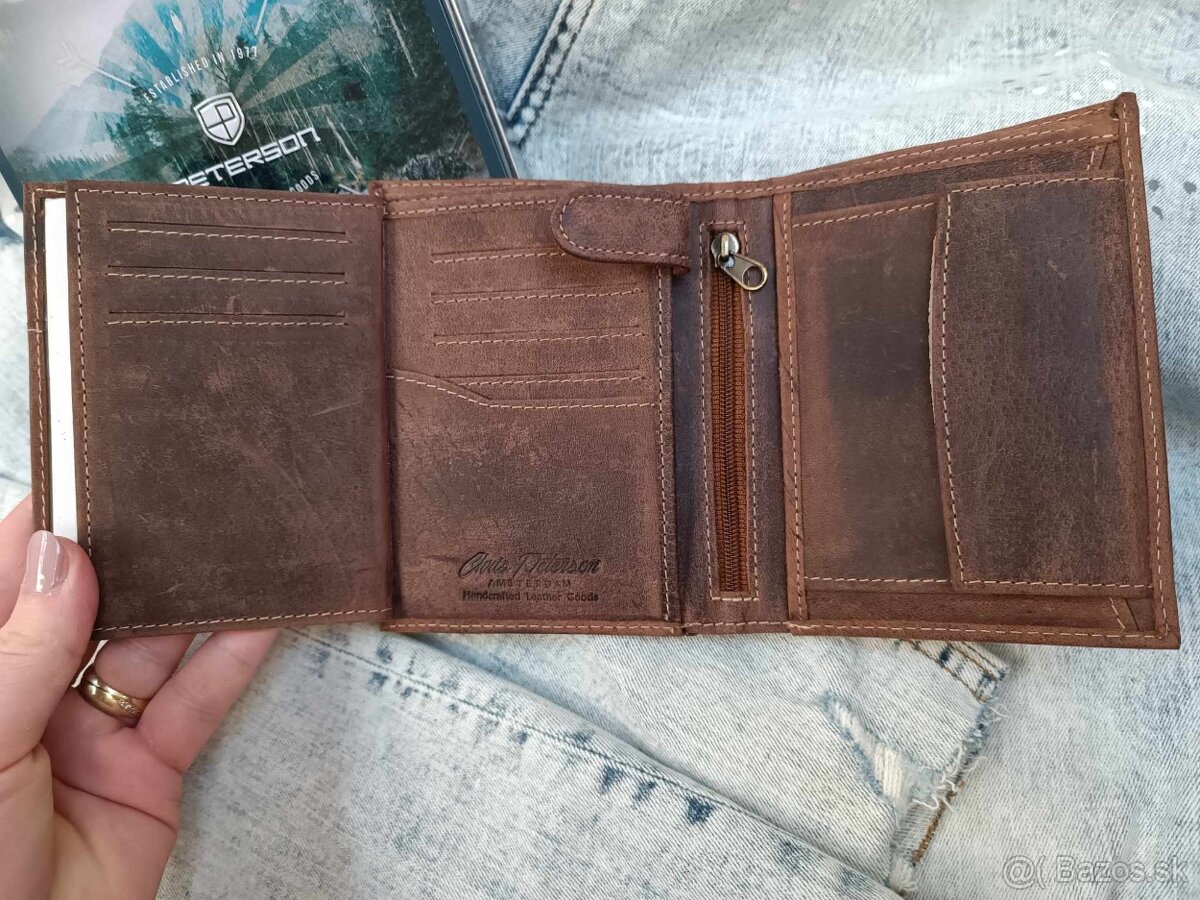 Kožená peňaženka PeTerson hnedo červená - 5