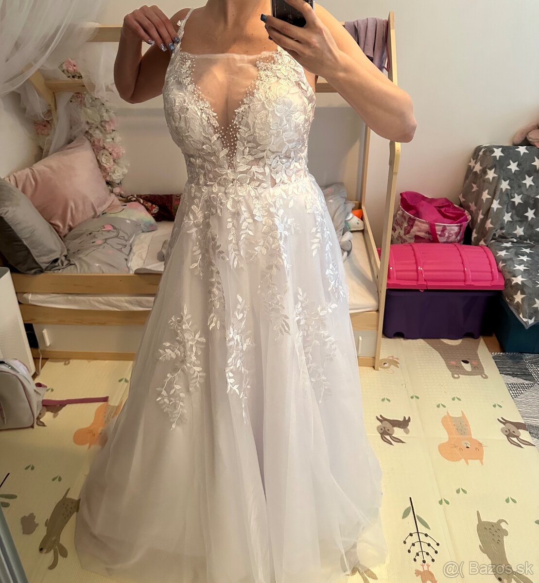 Krasne nové nenosené svadobné biele šaty na ramienka, 36 - 5