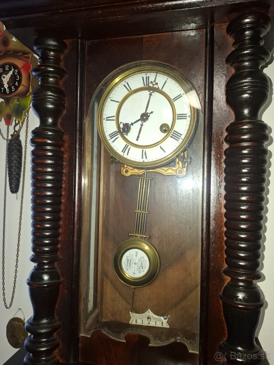 Predám funkčné polbicie nástenné hodiny Altdeutsche 1890 Výš - 5