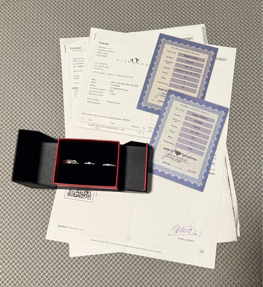 Diamantové prstene, obrúčky + zásnubný, - 5
