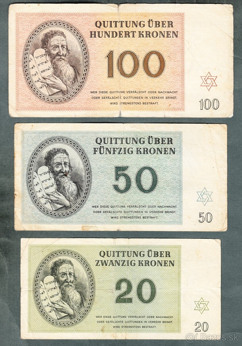 Staré bankovky KOMPLET SESTAVA židovského ghetta TEREZÍN, or - 5