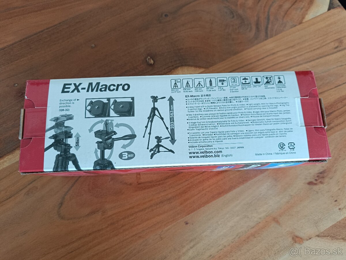 Nový statív Velbon EX-Macro, Nosnosť 1,5kg - 5