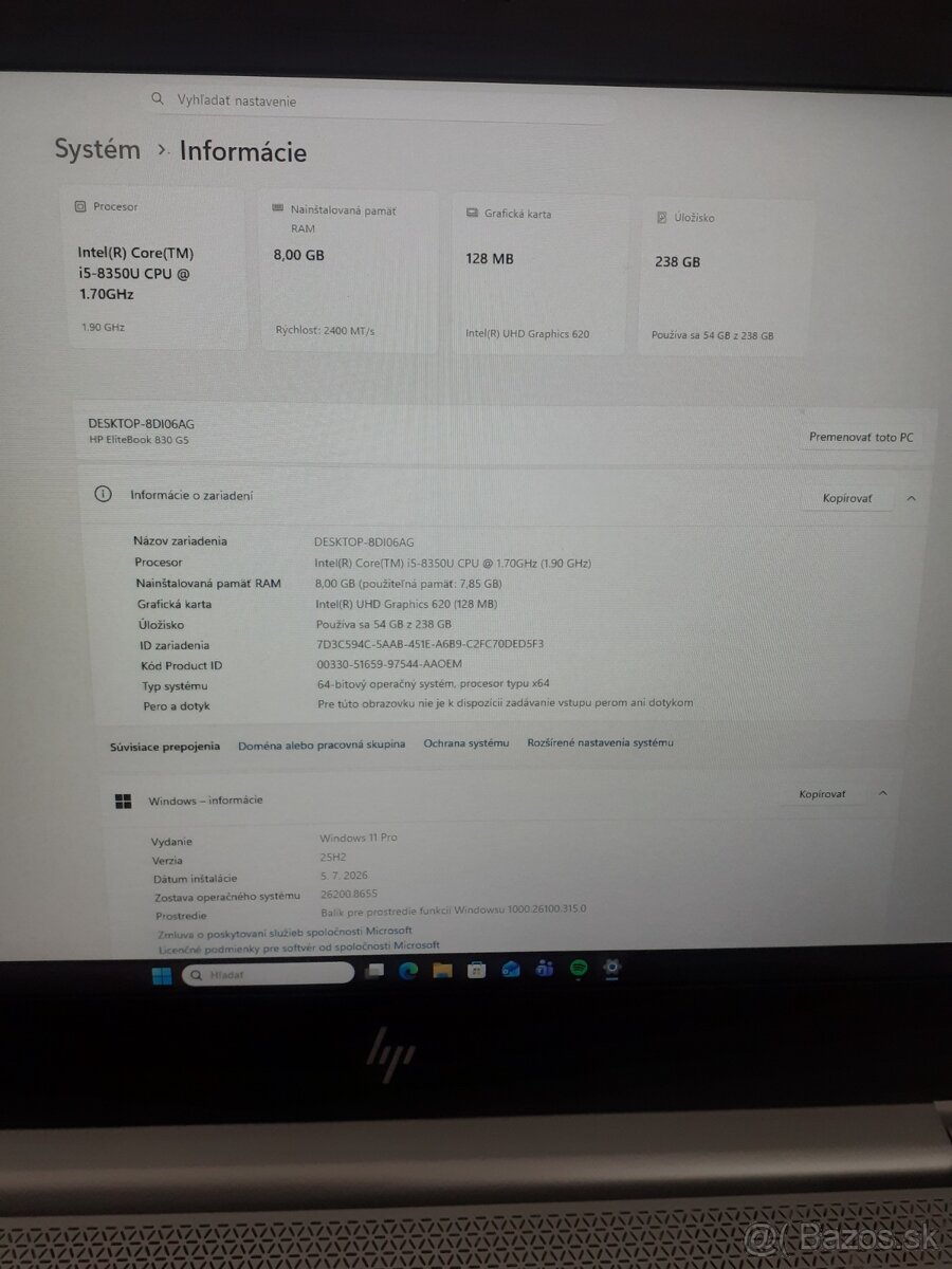 Predám notebook HP ELITEBOOK 830 G5. - 5