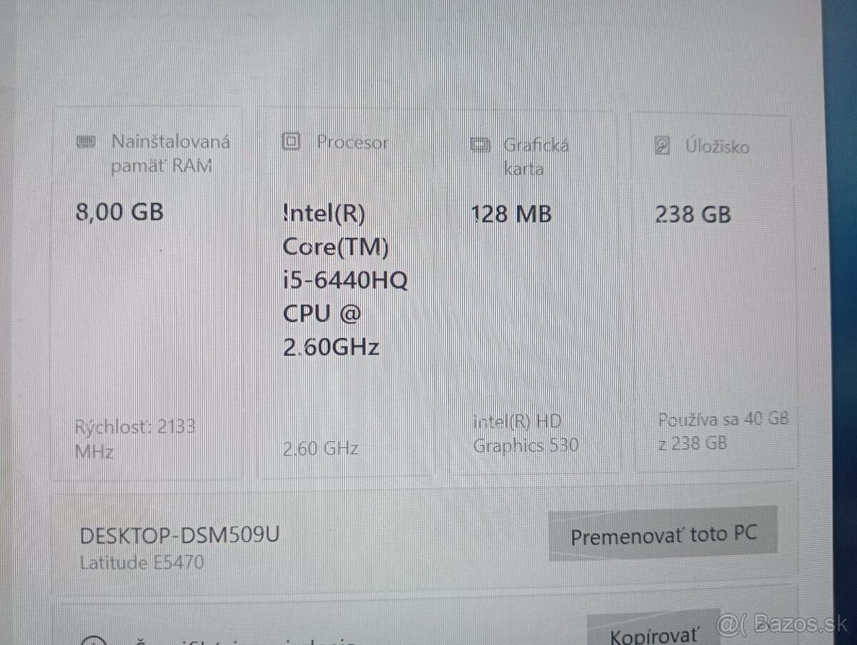 rozpredám na diely notebook Dell latitude e5470 - 5