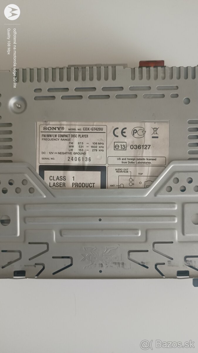 Predám autorádio Sony CDX-GT420U - 5