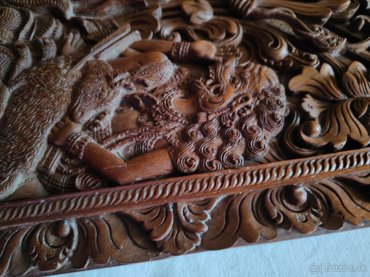 2 Drevené panely Rámájany z Bali - 5