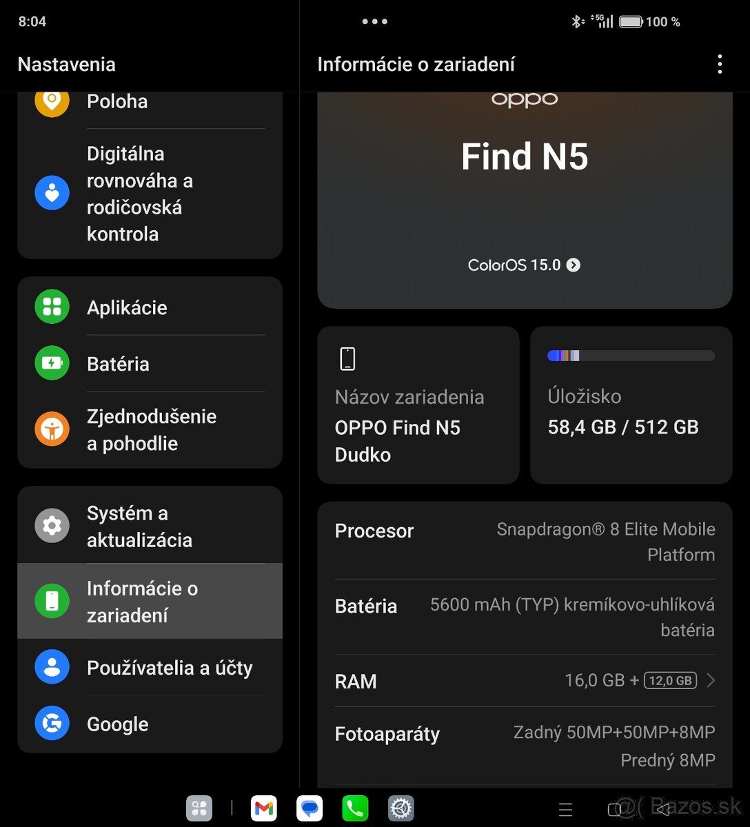 Oppo Find N5 512Gb , 16Gb ram Globálna verzia (Slovensky) - 5