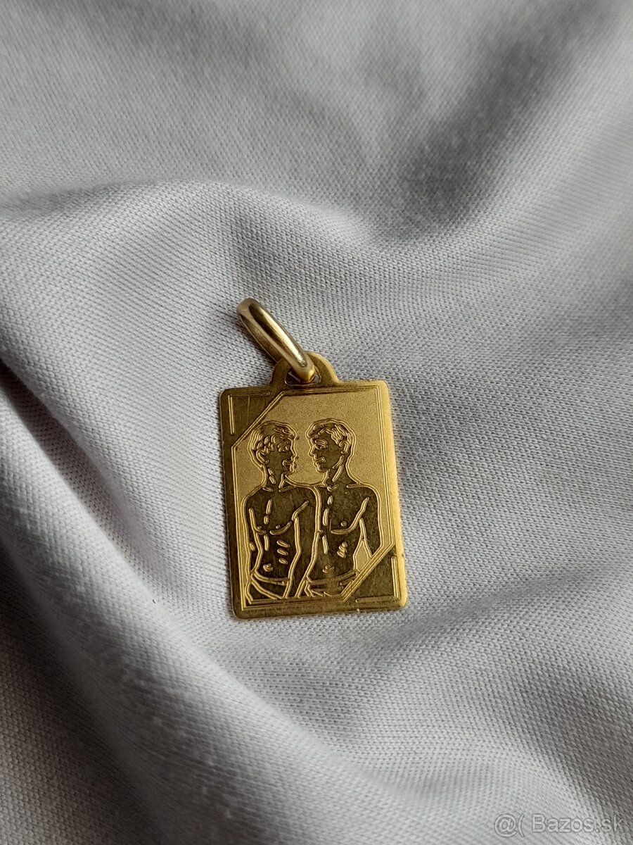 Zlatý prívesok Blížencov so striebornou retiazkou - 5
