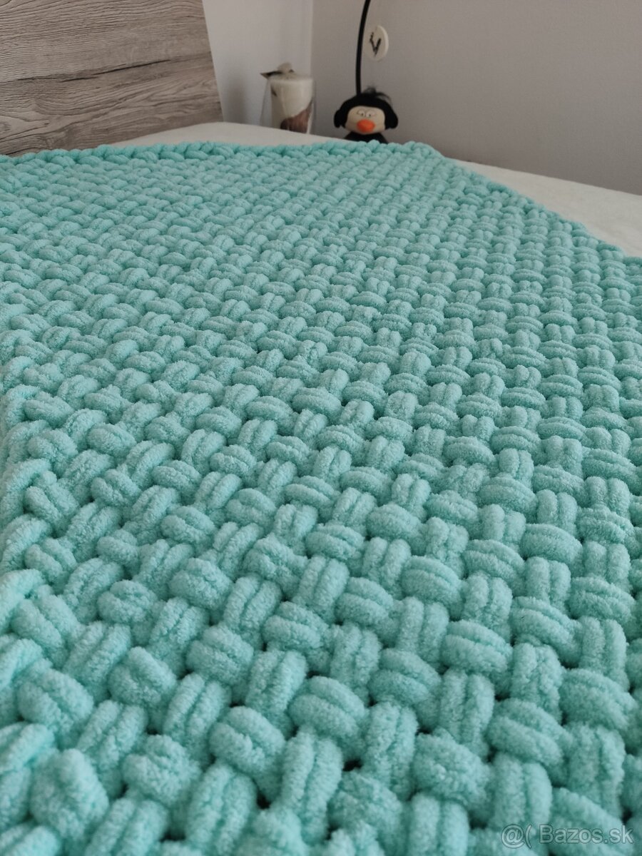 Pletená detská deka mentolová - 5