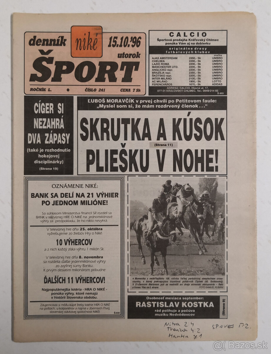 Staré noviny Denník Šport 2 - 5