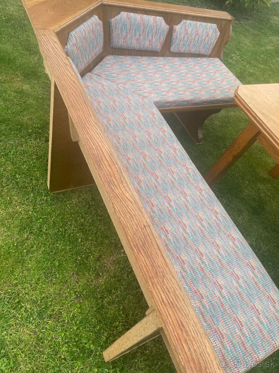 Rohová lavica zo stolom na terasu,chatu,chalupu - 5