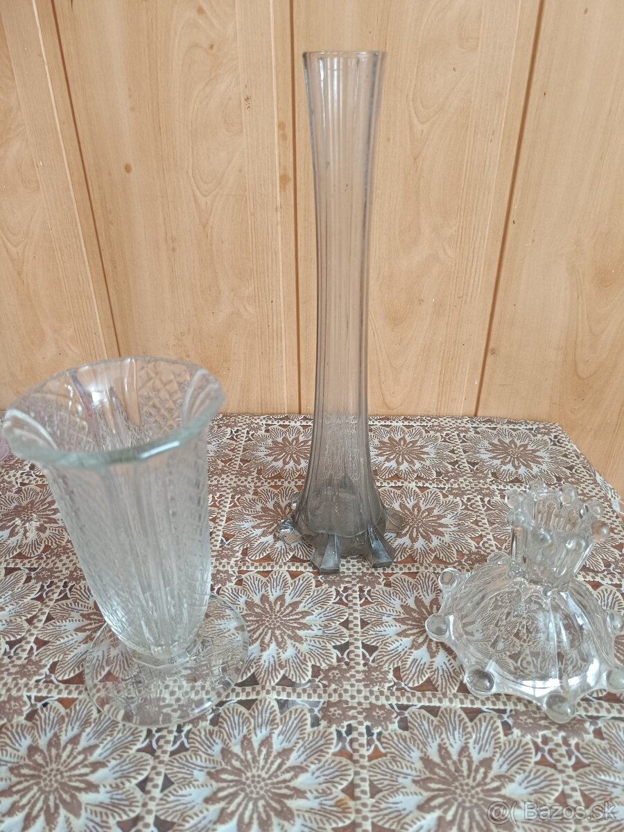 Sklo, váza, retro dekorácia - 5