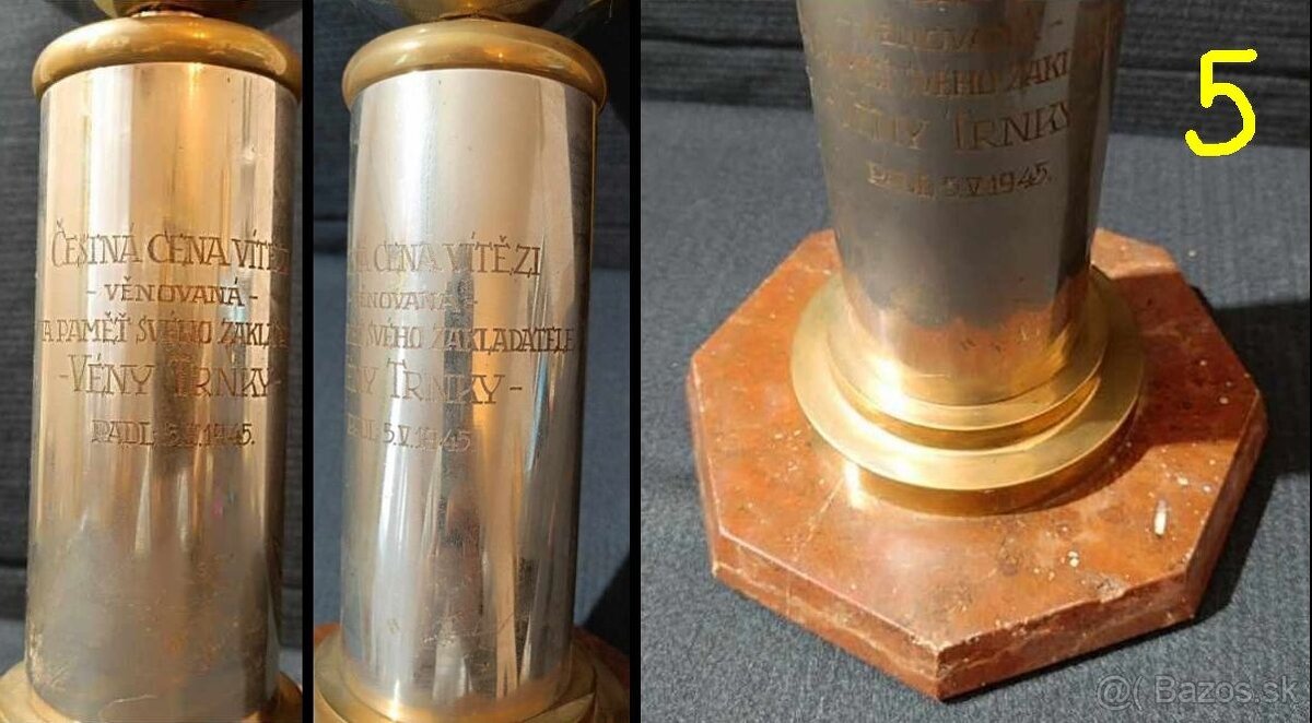 Stará športová cena a ťažítko, športové odznaky a vlajočky - 5