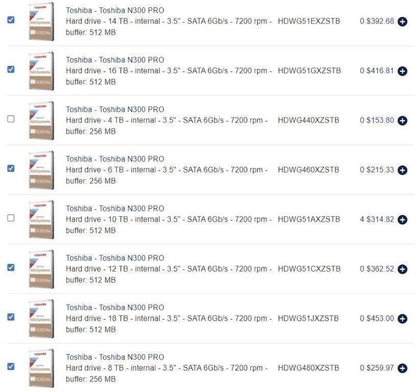 Toshiba N300 Pro a MG06 , MG08 - NAS 8 / 18TB CMR - 5