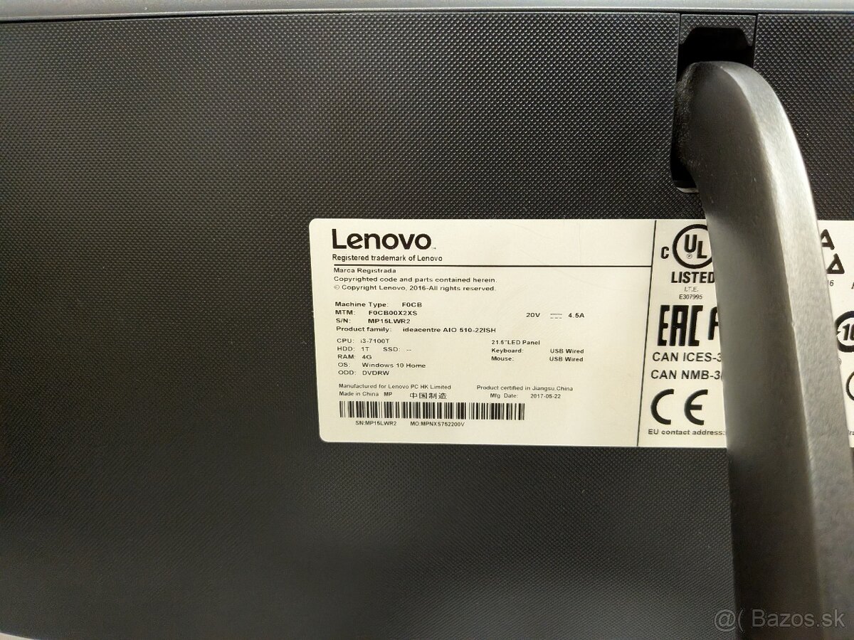Lenovo Ideacentre 510-22ISH - Intel Core i3-7100T, 512G/8G - 5