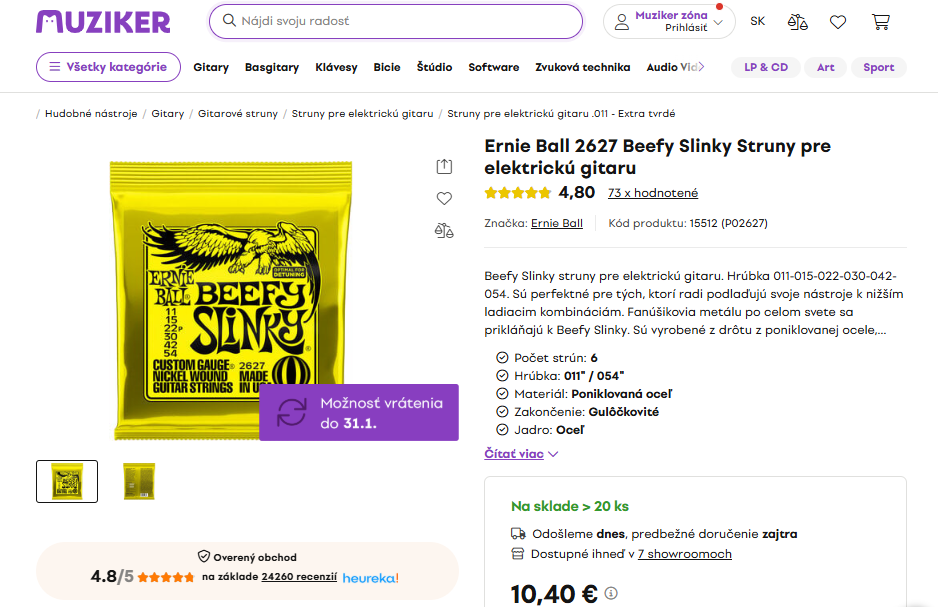 Struny na elektrickú gitaru - 5