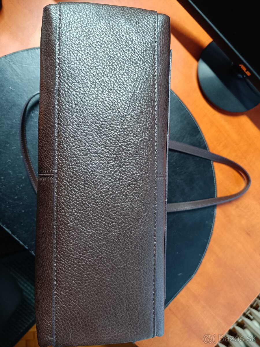 Tmavohnedá koženná kabelka - 5