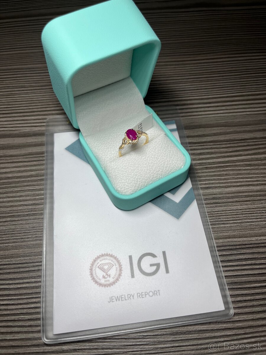 💍 Luxusný prsteň s prírodným rubínom a diamantmi - 5