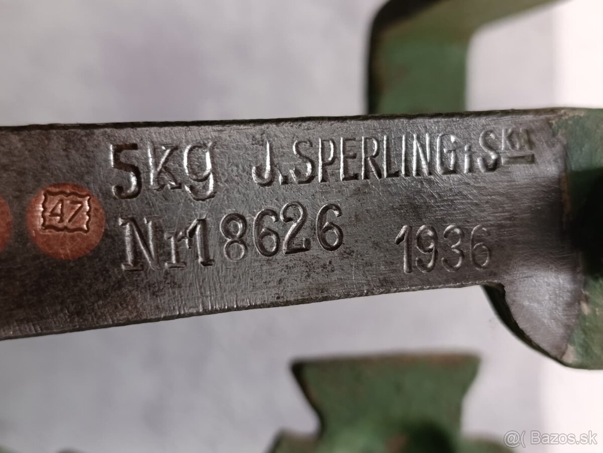 Starožitná figurální litinová váha Draci J.Sperling, 1936 - 5