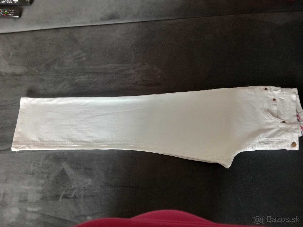 Biele dámske džínsy rovný strih č.38 - 5