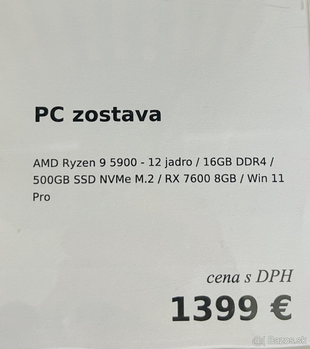 PC zostava R9 5900/ 16GB RAM / 500GB SSD/ GPU - 5