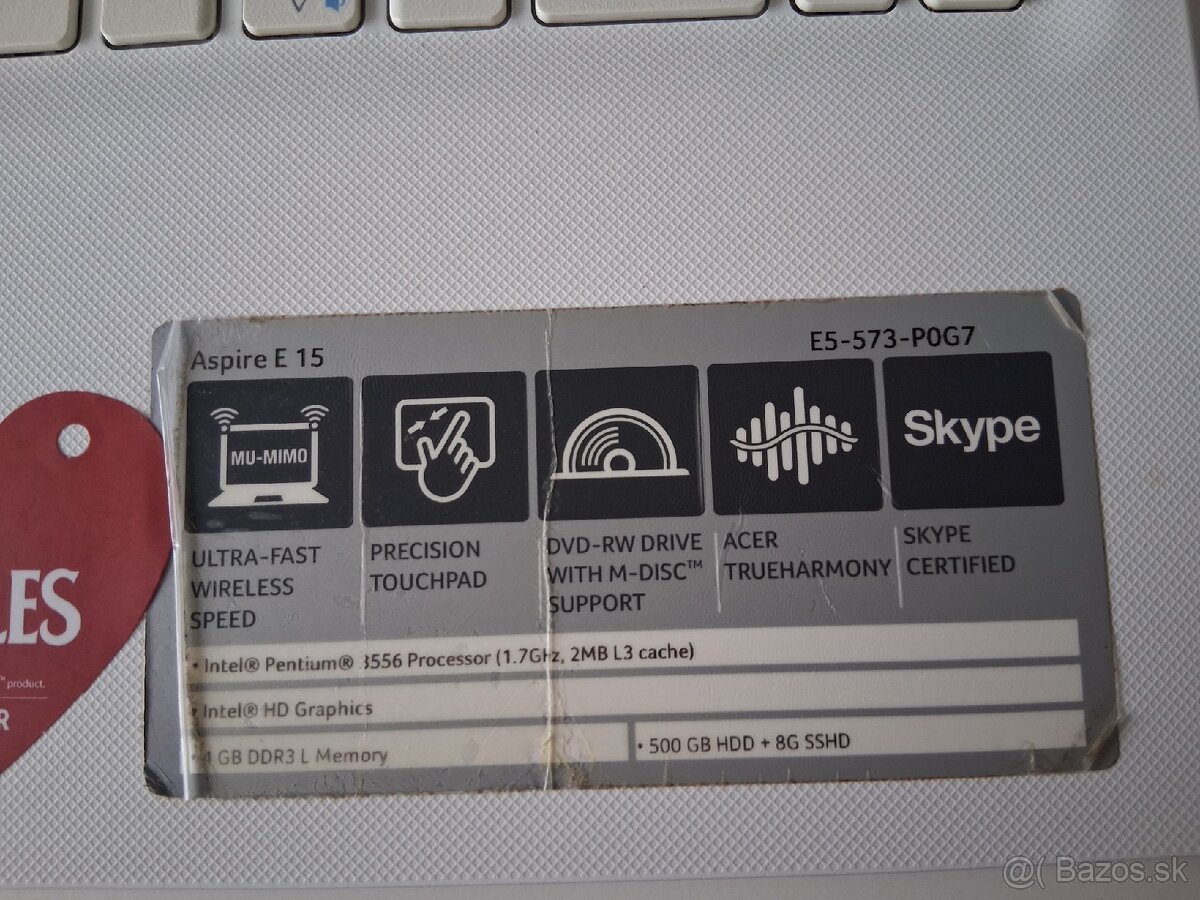 Predám notebook Acer Aspire E 15 – biely (2015) - 5