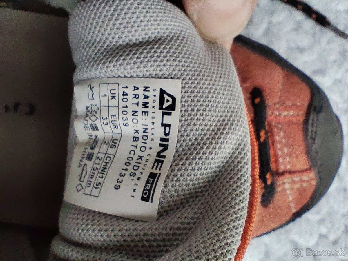 Detské turistické topánky Alpine Pro veľkosť 33 - 5