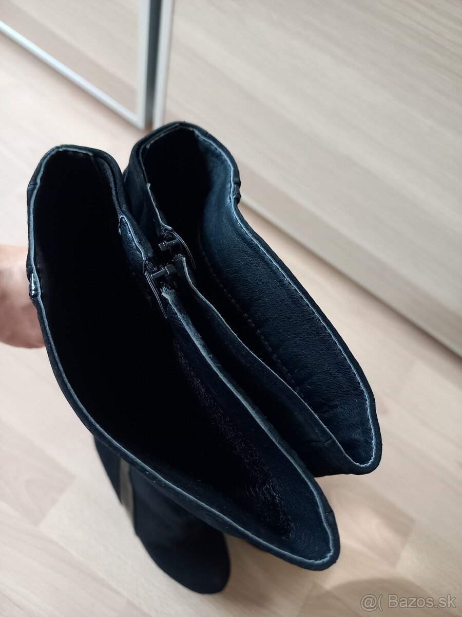 Čierne vysoké čižmy na platforme - 5