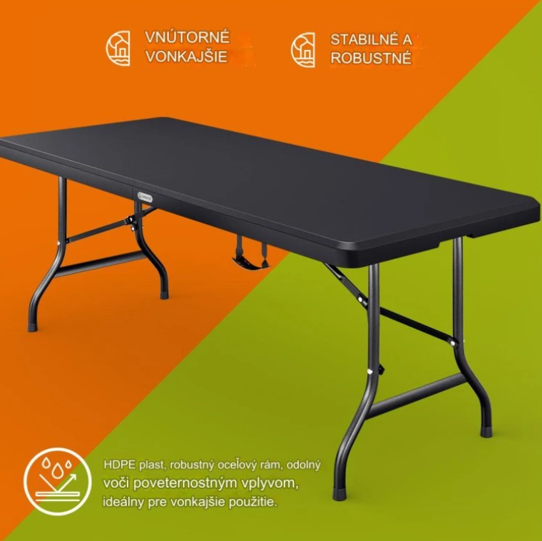 Skladací stôl antracit 183x75x73cm - 5