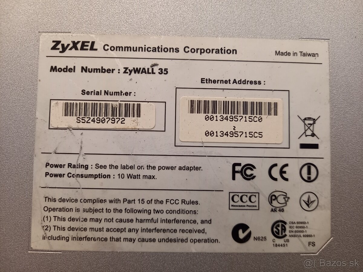 Zyxel ZyWALL 35, Router, Firewall, VPN, 4x LAN, 2x WAN - 5