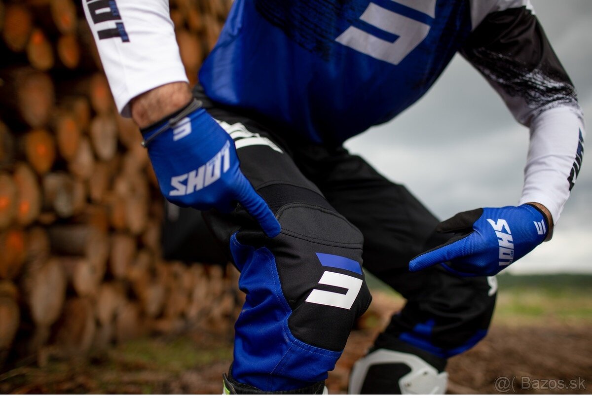 shot modrý set komplet dres nohavice na motocross enduro