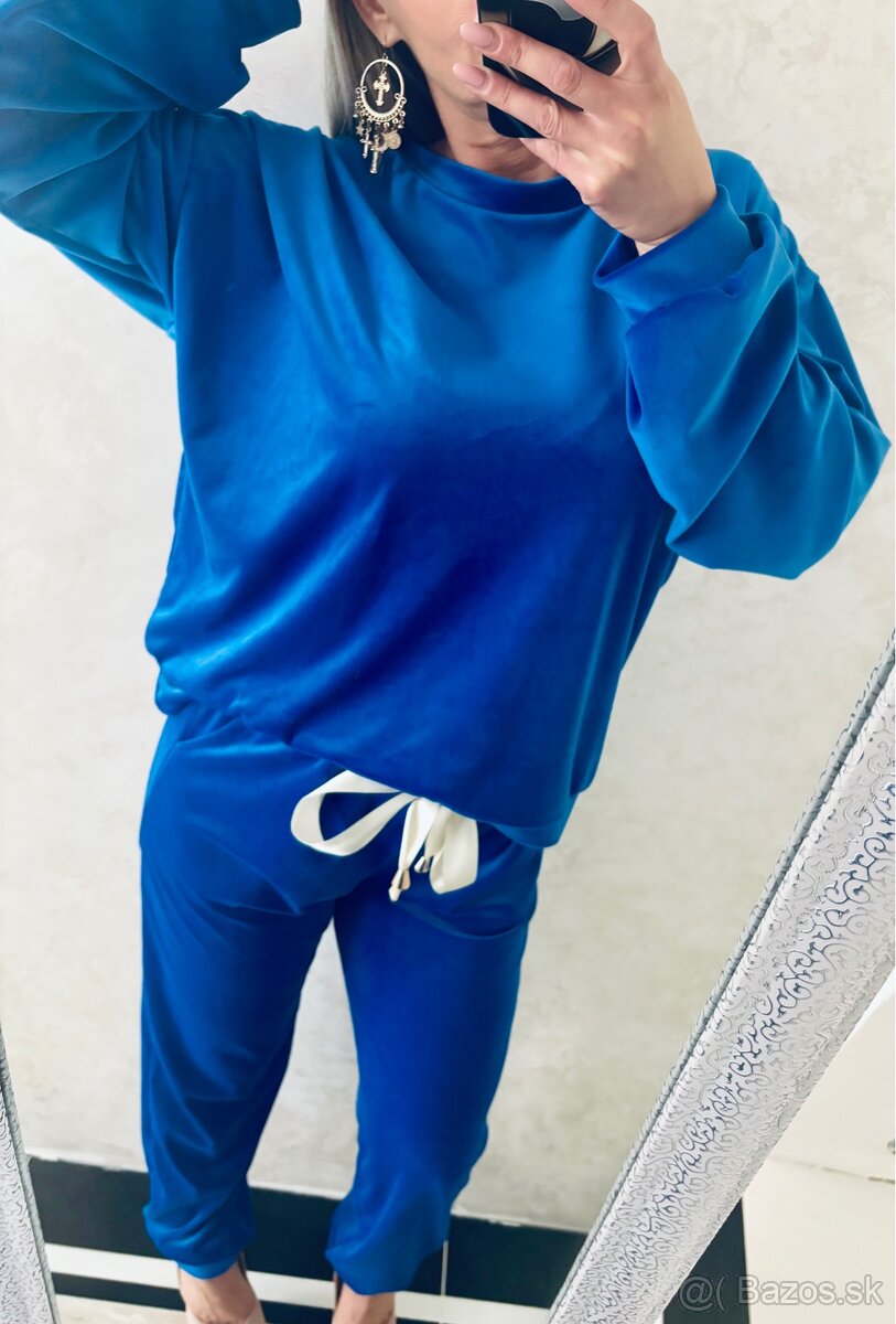 Damska talianska velurova suprava royal blue - 5