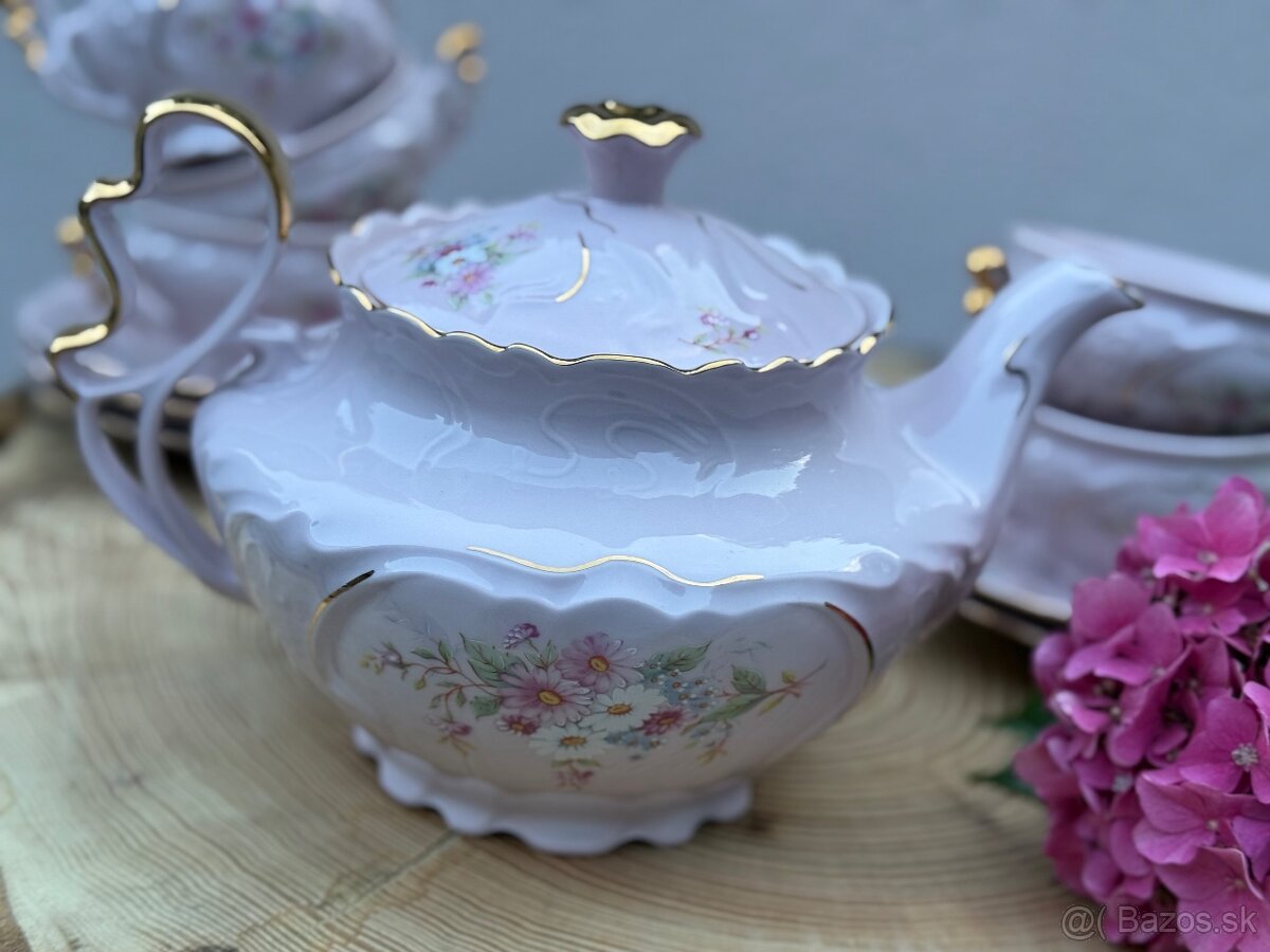 Ružový karlovarský porcelán H&C Chodov - 5