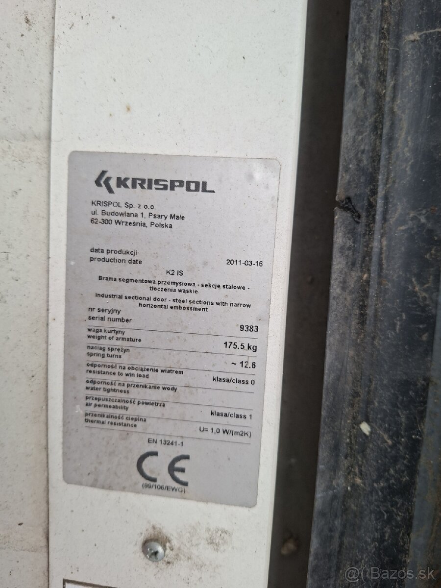 Sekcna garazova brana 3.6m sirka 4m vyska - 5