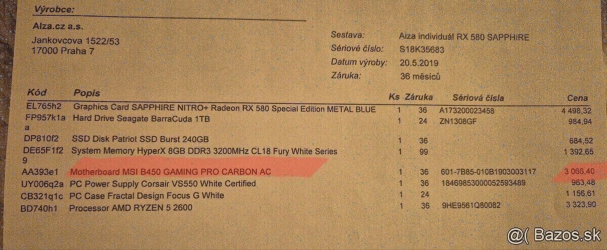 MSI B450 GAMING PRO CARBON AC / nefunkčná - 5