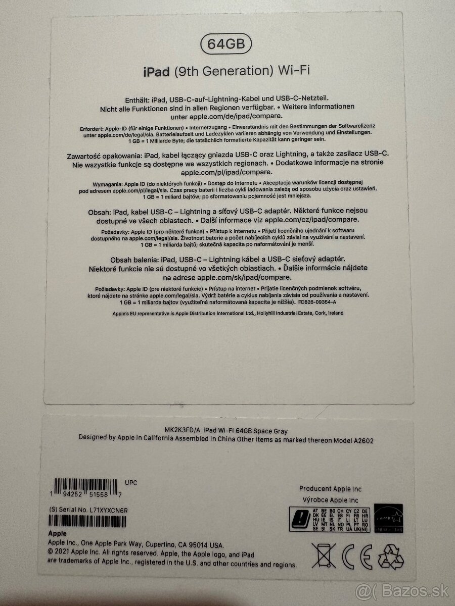 Predám apple iPad 9 gen. 64Gb Wi-Fi space gray - 5
