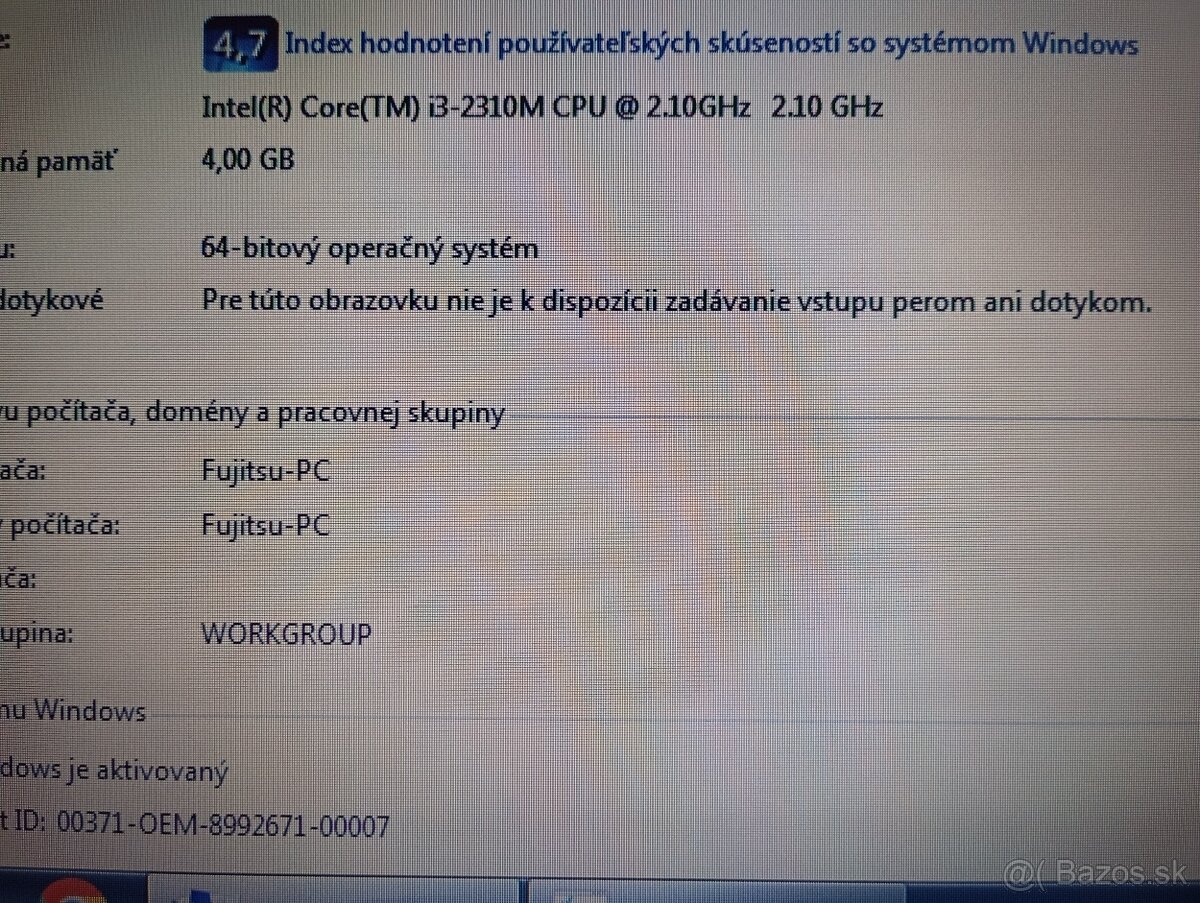 Fujitsu lifebook e751 + Intel core i3 + 4gb ram + RS232 - 5