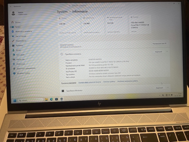 Paradný HP EliteBook 850 G8 i7 TOP STAV - 5