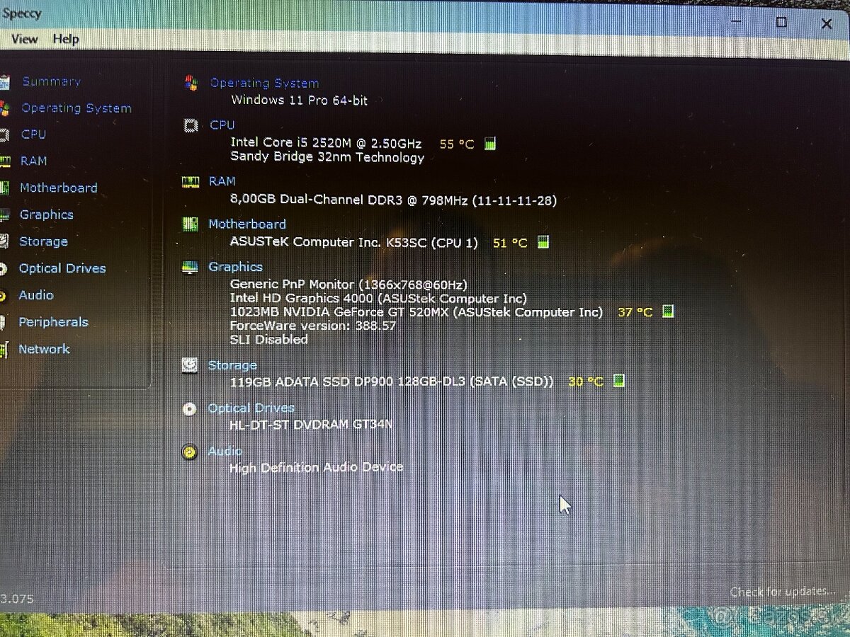 Asus K53sc ružový notebook s i5,8gb,128gb ssd,nvidia 520mx - 5