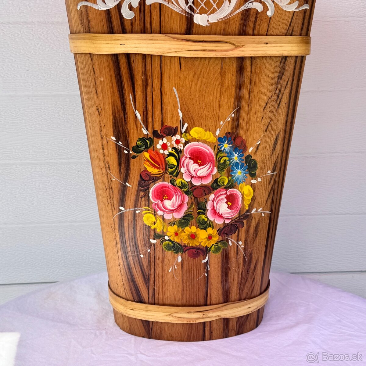 Dřevěná ručně malovaná nádoba selská štoudev - 5