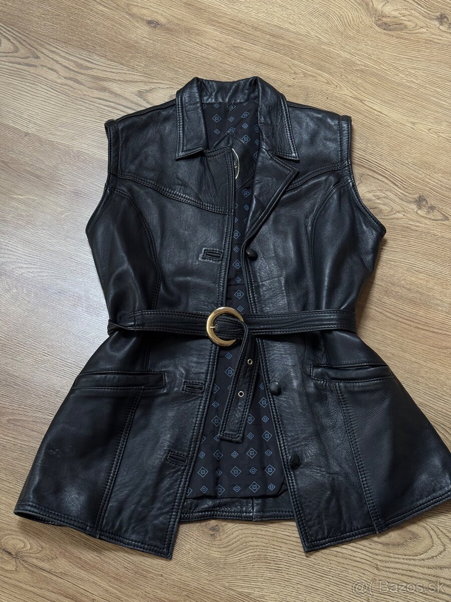 Predĺžená kožená vesta - 5