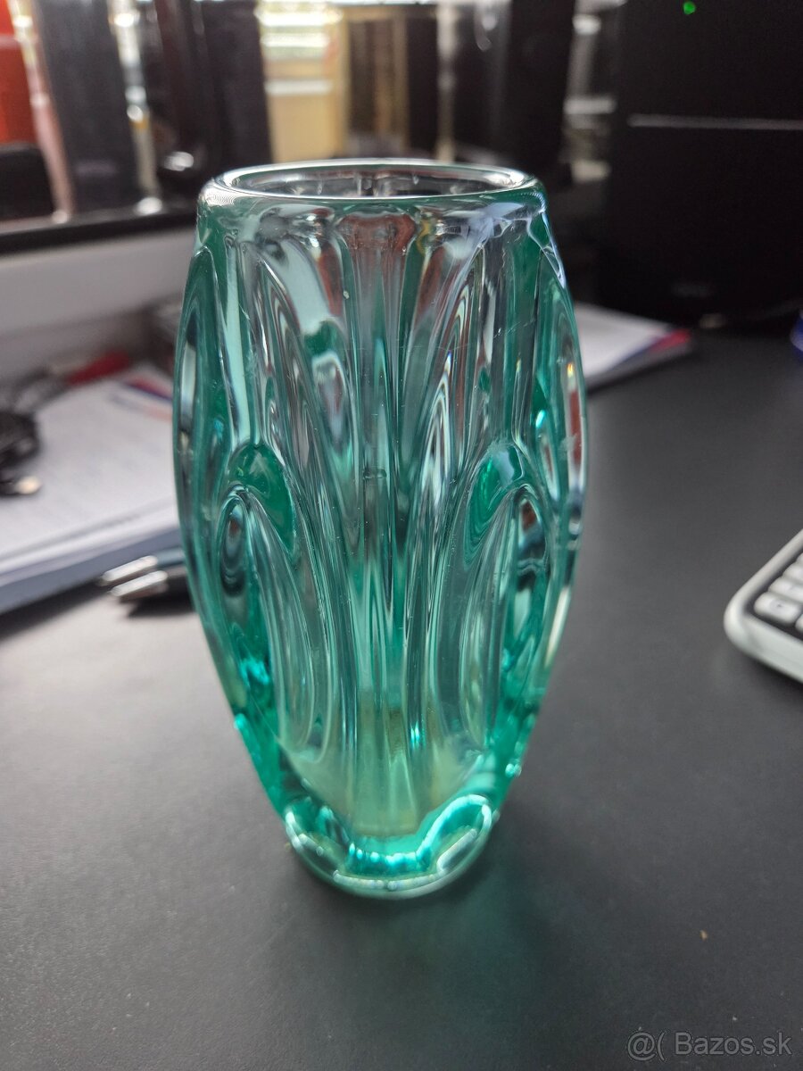 Lisované sklo Váza Rudolf Schrotter, Zelená - 5