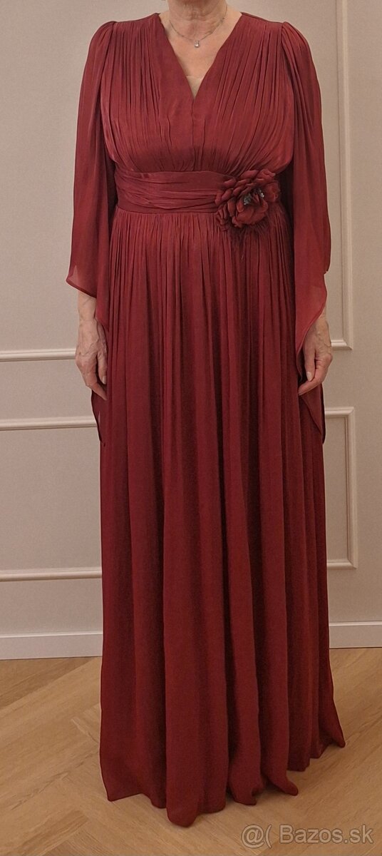 Bordové plesové šaty 44 - 5