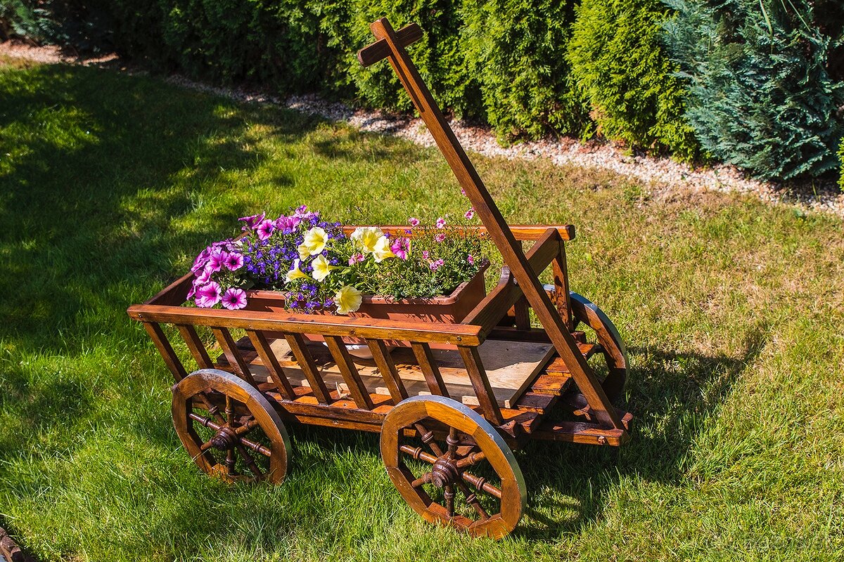 Drevený vozík - Krásne ručne robené dverené vozíky - 5