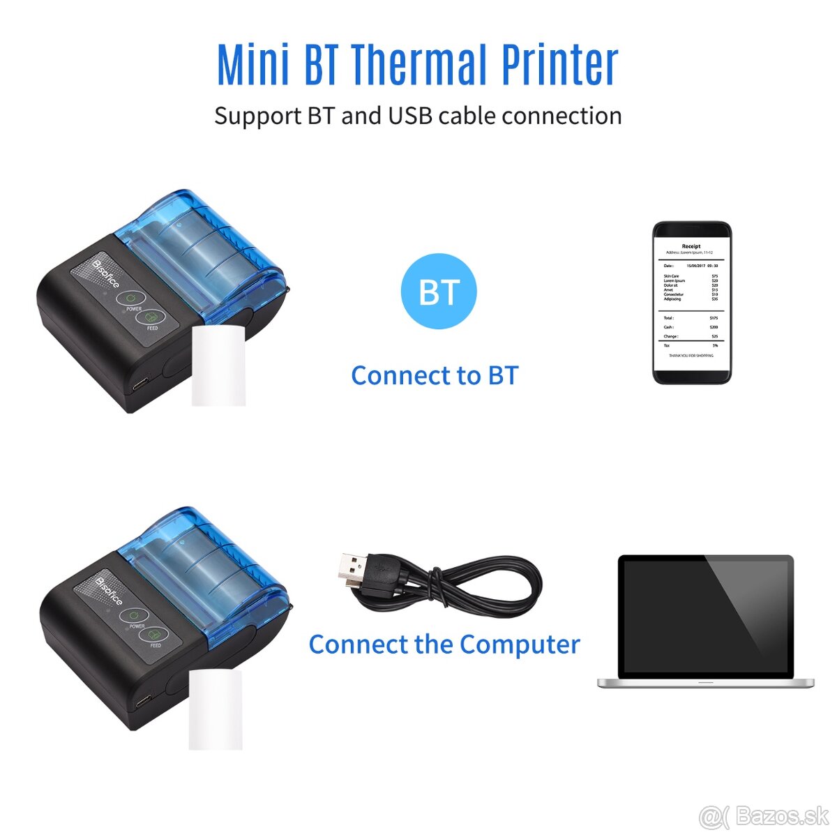 Termotlačiareň 58mm bluetooth / tlačiareň na bločky - 5