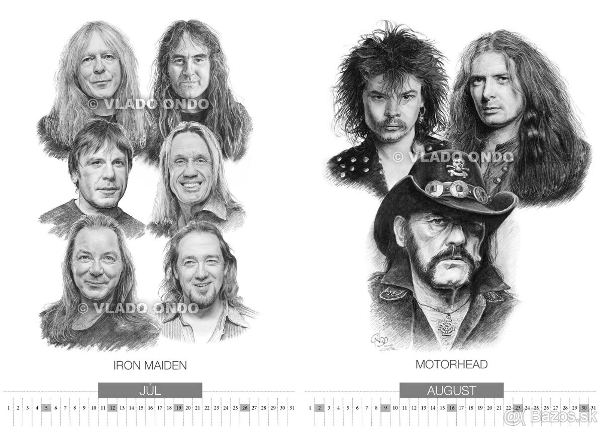 unikátny kreslený kalendár Kultové kapely 2026 - 5